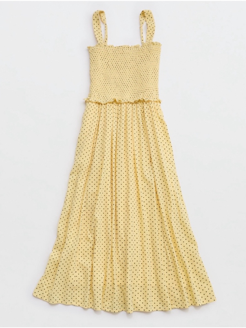 Women’s Yellow Polka Dot Maxi Dress with adjustable Spaghetti Straps